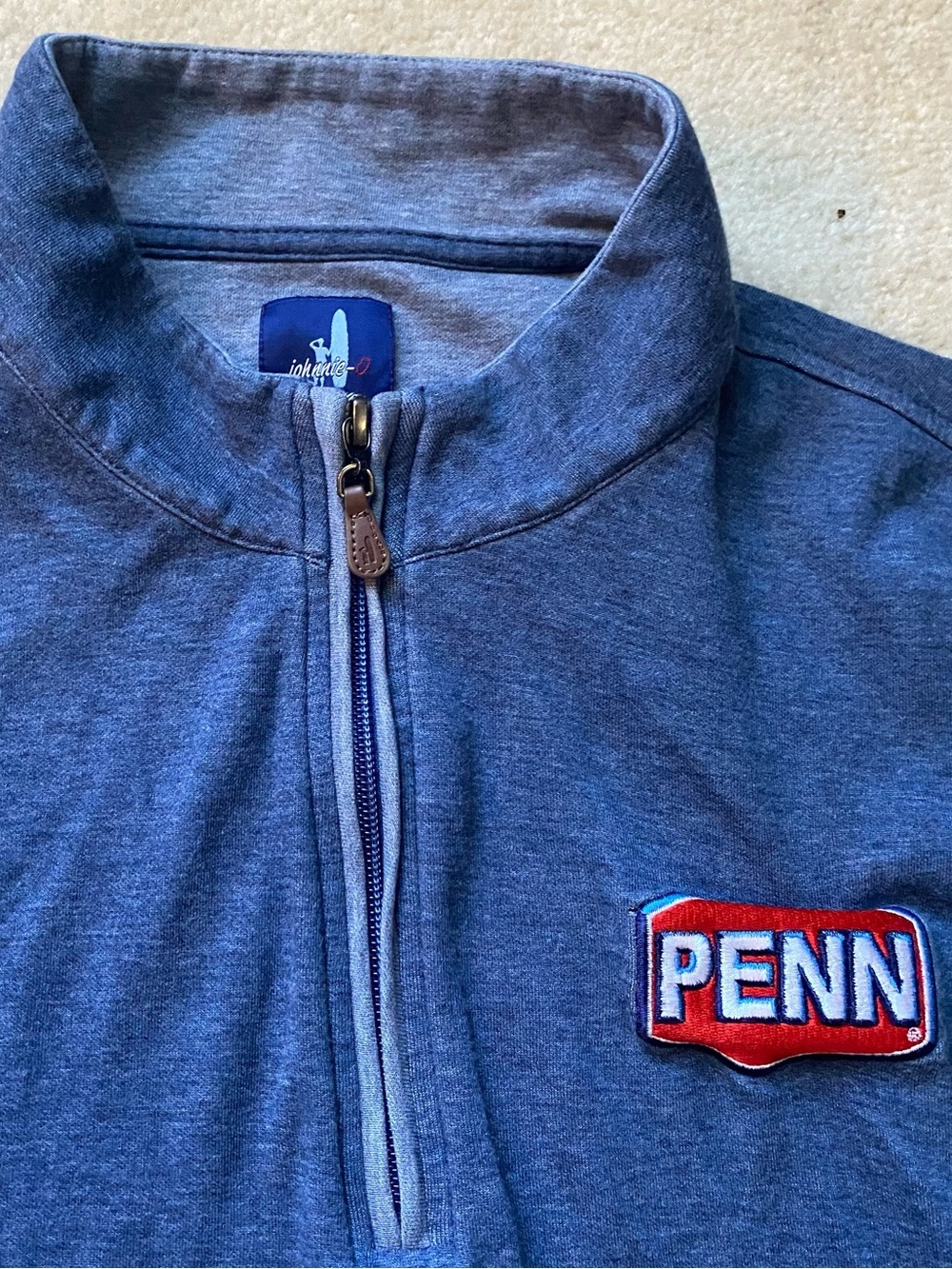 johnnie-O Sully 1/4 Zip Pullover Mens Helios Blue Size XL X-Large Penn Logo